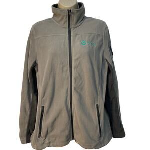 Port Authority Gray Full Zip Fleece Jacket Large Embroidered Pre-owned‎